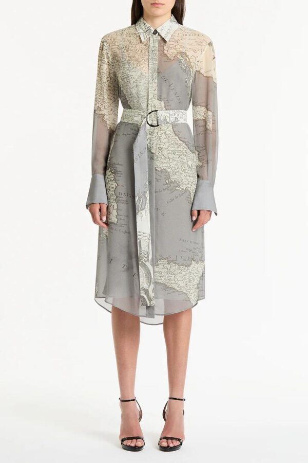 SILVER ITALIA GEORGETTE RELAXED SHIRT DRESS