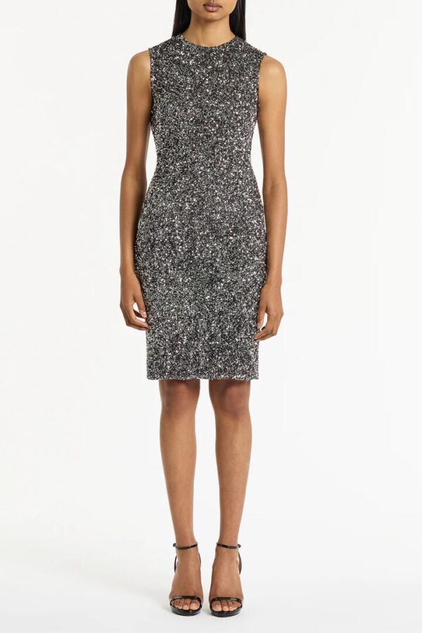 CHROME CRUSHED SEQUIN MINI DRESS