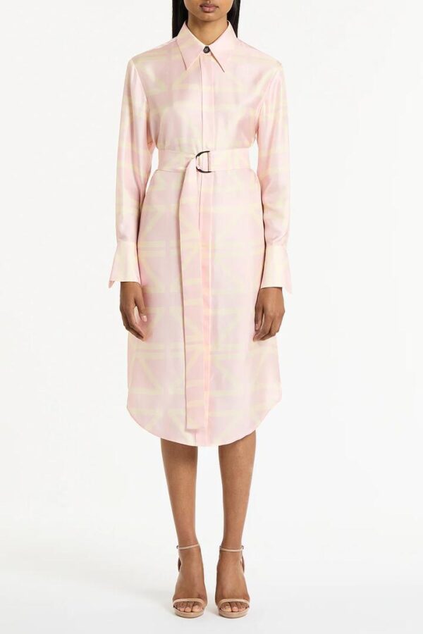 ROSA GRID SILK TWILL RELAXED SHIRT DRESS