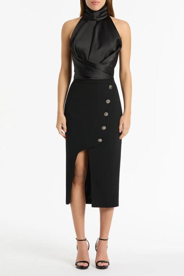 BLACK CREPE MONETA PENCIL SKIRT