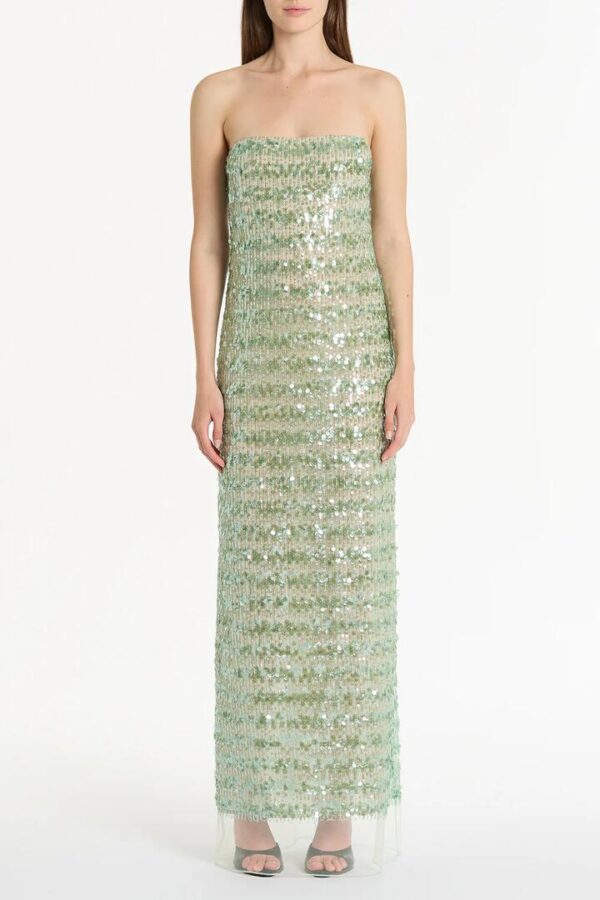 CELEDON SEQUIN STRAPLESS GOWN