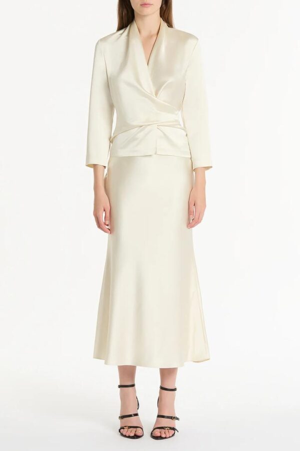 IVORY SATIN MIDI SKIRT