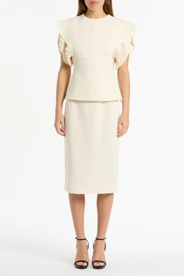 IVORY CREPE PENCIL SKIRT