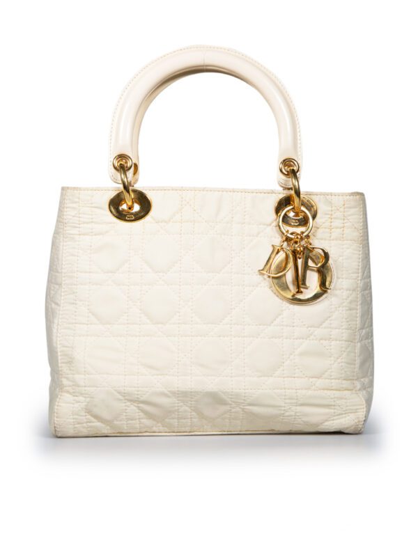 Dior 1999 Vintage Ecru Medium Lady Dior Bag
